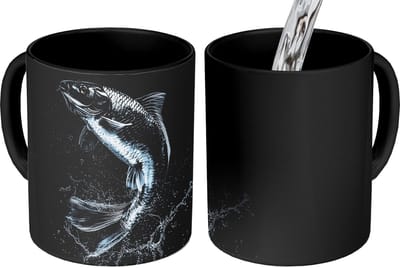 Magische Mok - Foto op Warmte Mokken - Koffiemok - Vis - Koi - Zwart - Water - Magic Mok - Beker - 350 ML - Theemok
