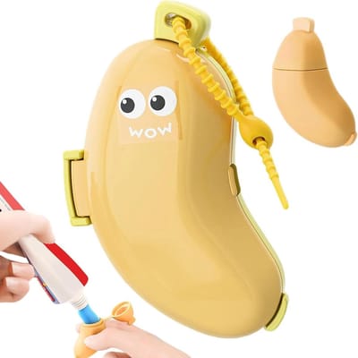 Tandenborstelhouder Reis - Reisetui Tandenborstel - Tandhygiëne Onderweg - Geïntegreerde Dispenser - 8.7 x 3 cm - Geel