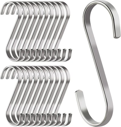 Set van 20 RVS S-Haakjes voor Keuken - Multifunctionele Haakjes voor Keukenapparatuur, Gereedschap, Handdoeken en Planten