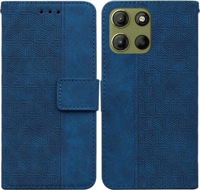 Coverup Hoesje - Geschikt voor Motorola Moto G15 / G17 (Power) Hoesje - Coverup Geometric Book Case - Blauw