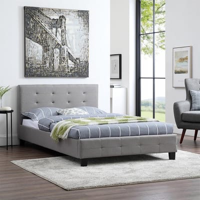 Gestoffeerd bed NEBRASKA 120 x 200 cm in grijs
