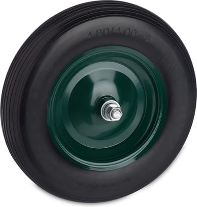 kruiwagenwiel 4.80 4.00-8 - rubberband - met as - antilek - stalen velg - zwart-groen