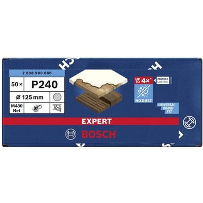Bosch Accessories EXPERT M480 2608900686 Schuurnet voor excentrische schuurmachine Ongeperforeerd Korrelgrootte (num) 240 (Ø x l) 125 mm x 125 mm 50