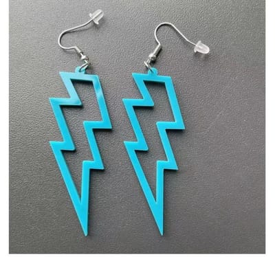 Oorbellen blauwe bliksemschicht- blauw - oorbel- Cadeau- neon blauwe oorbellen neon blauwe oorbellen-Sieraad bliksem oorbellen–blauwe oorbel -foute feest-foute party-carnaval-90s -90´s -dames-kleur-verjaardag-cadeau-neon blauwe oorbel voor meisje