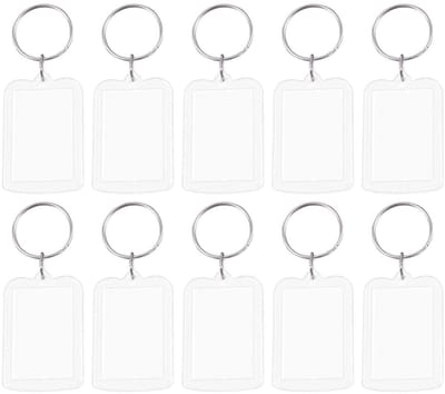Dailygoods- Fotolijst Sleutelhanger 10 Stuks - Acryl Transparant - Gepersonaliseerde Ornamenten - DIY Hangers - Geschikt Voor Herinneringen - Duurzaam Materiaal