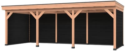 Douglas overkapping, 750 x 250, Met achterwand en twee zijwanden, Westwood Comfort Basic zwart