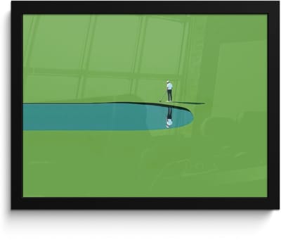 Poster in lijst - Fotolijst 40x30 cm - Posters - Persoon - Golf - Water - Blauw - Posterlijst zwart - Decoratie - Wanddecoratie woonkamer - Muurdecoratie slaapkamer - Kerstversiering - Kerstdecoratie voor binnen - Kerstmis