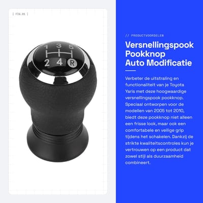 Dailygoods- Pookknop Hoogwaardige Kwaliteit - Versnellingspook Hoes - Pookknop Universeel - Auto Modificatie - Geschikt voor Toyota Yaris 2005-2010 - Anticorrosie en Slijtvast