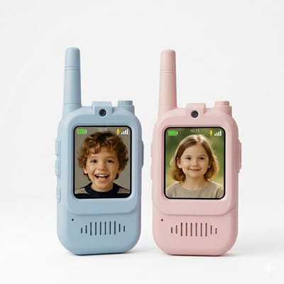 Jojoy - Video Walkie Talkie voor Kinderen met Camera - Walkietalkies Oplaadbaar - Portofoon Kinderspeelgoed & Buitenspeelgoed - Stemvervormer - Set van 2 - Blauw & Roze - KIDTALKIE