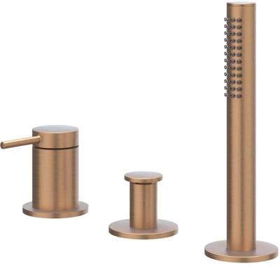 IVY Bond Badrandcombinatie 3-Gats Mengkraan met Uittrekbare Handdouche zonder Uitloop - Geborsteld Mat Koper PVD