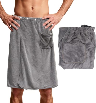 Verstelbare en comfortabele sauna kilt voor heren, 70 cm x 140 cm, hoog absorberend, ideaal voor sauna, gym, douche en strand (Grijs)