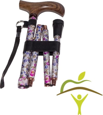 Opvouwbare wandelstok - Houten handvat - Opdruk: Teatime - Adhome