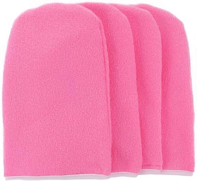 2 Paar Paraffine Handschoenen van Katoen voor Paraffinebad, Warmte-isolerende en Zachte Terry Cloth Verzorging (Roze)