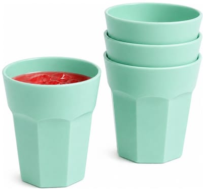 Plasticforte onbreekbaar drinkglas - 4x - kunststof - mintgroen - 360 ml - drinkglazen - lichtgewicht - 9 x 10 cm - stapelbaar