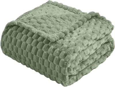 Fleece Plaid Deken 127x178 cm Saliegroen Jacquard Super Zacht en Warm voor Bank en Bed