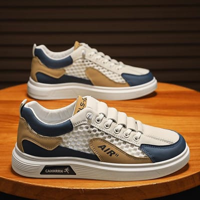 Heren Zomer Nieuwe Mesh Platte Schoenen Kleine Witte Schoenen Ademend Casual Mode Studentenschoenen 44 white