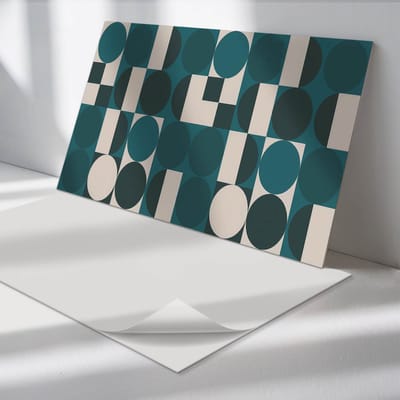 Wallfluent Vinyl Wandpaneel - Geometrie van vormen en maten Zelfklevend Muurpaneel - 120 cm x 60 cm - Turkoois Vinyl Wandpaneel - 1 stuk - Rechthoekig Wandbekleding Vinyl - Abstractie Wandpaneel - Vinyl Wandbekleding - Wandpaneel Keuken en Badkamer