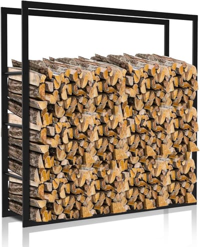 Metalen brandhoutrek voor binnen en buiten - 100x25x150 cm, stapelhulp voor open haard