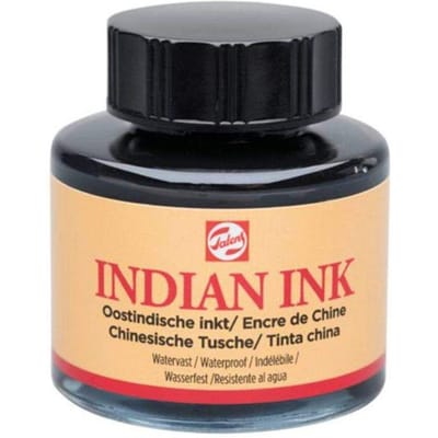 Tekenkraam - Talens - Chinese inkt - 30 ml - Zwart - Watervast zwart