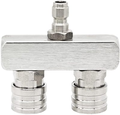 Hogedrukkoppeling Dubbel - Snelkoppeling 2-in-1 - Buiten Reinigen - Aluminium Constructie - 1/4 Inch - Zilver
