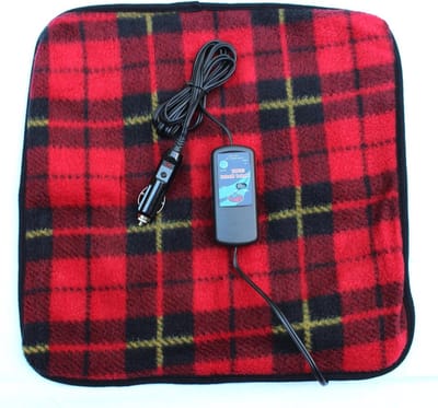 Verwarmde Reisdeken - Mini Deken Auto - Comfort Tijdens Reizen - Polar Fleece Materiaal - 40x40 cm - Rood Geruit
