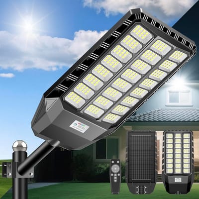 Zonne-operated straatlantaarn met bewegingssensor en afstandsbediening - 288 LED, 210° verlichtingshoek, 4 modi, IP67