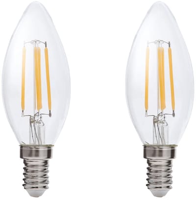 Kobi LED Filamentlamp E14 4W - 470lm - 3000K - 360° Licht - 230V - Kleine Bolvorm - Voor Sfeerverlichting in Lampenkappen of Nissen - 2 stuks