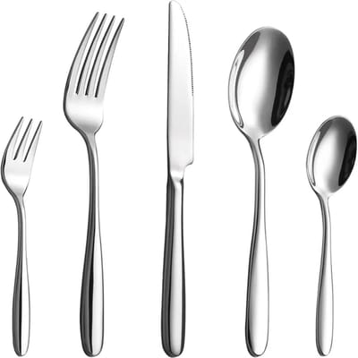 Paco Goederen® 72-delige roestvrijstalen bestekset - voor 12 personen - hoogglans - met steakmes - geschikt voor schotel - Thuis, Feesten, events, restaurant, bruiloften of verjaardagen
