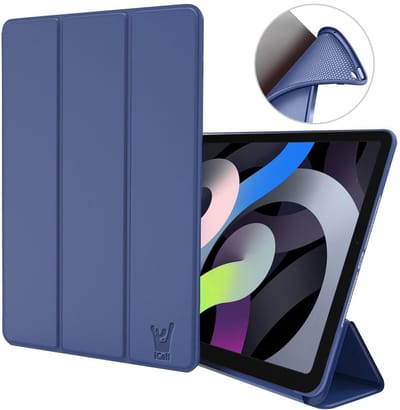 Hoesje geschikt voor iPad Air 2022 / 2020 10.9 - Trifold Smart Book Case Cover Kunstleer Tablet Blauw