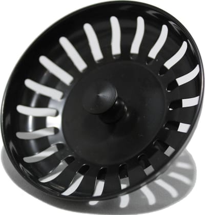 RVS Gootsteen Afvoer Plug Keuken - Geen Verstopping – Spoelbak zeef - Afvoerstopper - Korfplug – Gootsteen zeef -  84mm ZWART