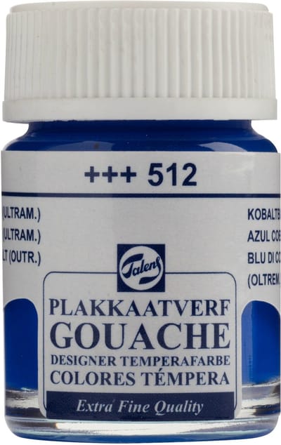 Talens Plakkaatverf Extra Fijn - Kobaltblauw (Ultramarijn) 512 - 16 ml Flacon - Matte, hoog gepigmenteerde Afwerking - Zachte consistentie