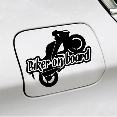 Bumpersticker - Biker On Board - 11,9 X 14,8 - Zwart