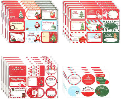 Dailygoods- Cadeaulabelstickers 165 Stuks - Zelfklevende Labels - Kerstlabels - Diverse Kleuren - 4 Stijlen - 5,5 x 3,7 cm / 4,4 x 3,5 cm - Cadeaulabels