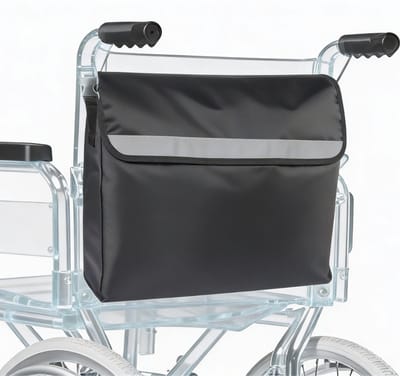 Rolstoeltas Waterdicht en Ruim Met Reflectiestreep Voor Extra Veiligheid – Grote Opbergtas Van Stevig Oxford Materiaal Voor Dagelijks Gebruik – Geschikt Voor Rolstoel, Scootmobiel en Rollator | Praktische Rolstoelaccessoires In Zwart Design