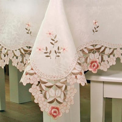 Tafelkleed Luxe Geborduurd Rond Tafelkleed Voor Tafel Juppe Eettafelhoes Verse Bloem Roos Bloem Stoelhoes Koffie 60 X 120cm
