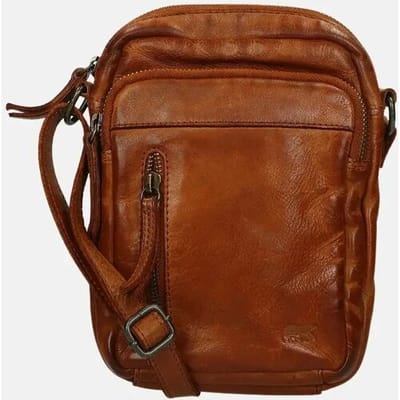 Bear Design Kleine Crossbodytas / Schoudertas Heren - Leer - Karin - Cognac