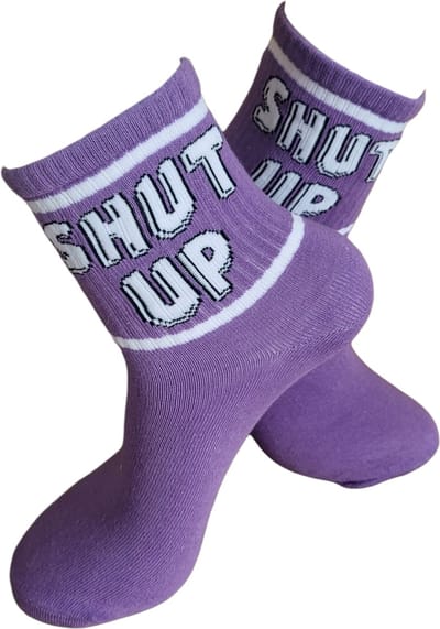 Verjaardags cadeau - Shut up Sokken - leuke sokken - vrolijke sokken - witte sokken - tennis sokken - sport sokken - valentijns cadeau - sokken met tekst - aparte sokken - grappige sokken - Sokken waar je vrolijk van wordt - maat 37-44