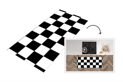 Keukenloper 120x50 cm - Keukenmat vinyl Schaakbord - Patronen - Zwart Wit - Keukenmatten loper - Keuken vloerkleed tapijt