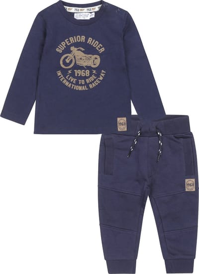 Dirkje - Kledingset - 2delig - Joggingbroek Navy - Shirt LS Navy met motor - Maat 86