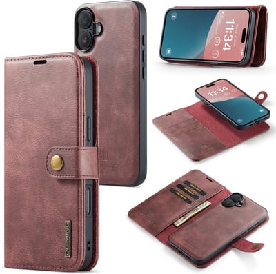 DG.MING Hoesje - Geschikt voor iPhone 16 Hoesje - DG.MING 2-in-1 Book Case & Back Cover - Bordeaux