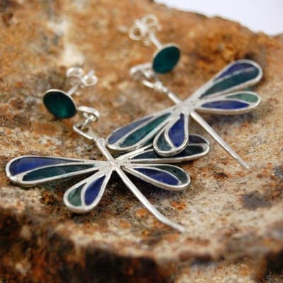 Vintage Creatieve Libelle Oorbellen voor Vrouwen Sieraden Delicaat Groen Blauw Schilderen Vliegende Vleugels Hangende Oorbellen brown