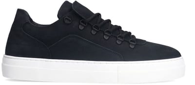Manfield - Heren - Zwarte nubuck sneakers - Maat 45