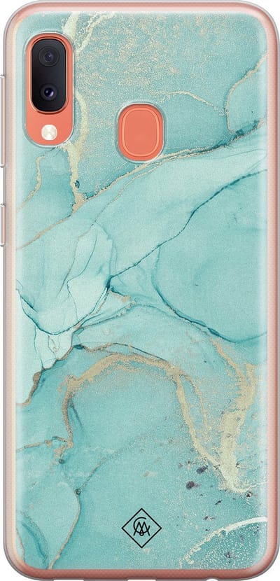 Casimoda® hoesje - Geschikt voor Samsung A20e - Marmer mint groen - Backcover - Siliconen/TPU - Bruin/beige
