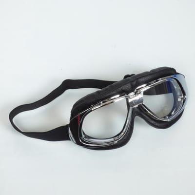 chroom en zwart retro vintage look vliegeniersring voor motor of auto jethelm helder glas