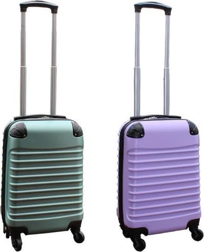 Travelerz kofferset 2 delig ABS handbagage koffers - met cijferslot - 27 liter - lila - groen