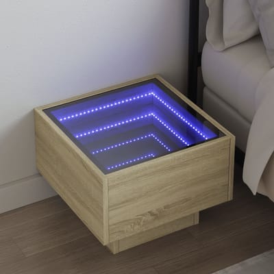 vidaXL - Nachtkastje - met - Infinity - LED - 40x40x30 - cm - sonoma - eikenkleurig