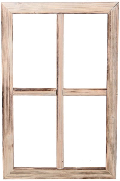 UNUS® Houten raam decoratief venster gevlamd 50x32x2 cm rustieke wanddecoratie
