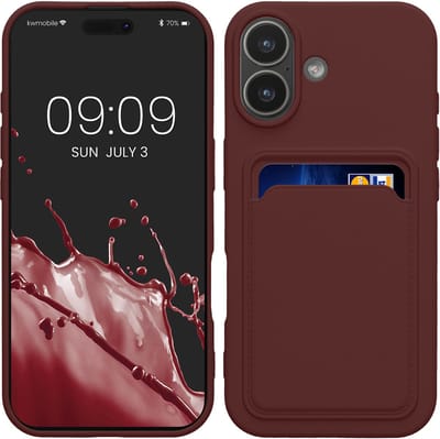 kwmobile telefoonhoesje geschikt voor iPhone 17 - Hoesje met pasjeshouder - TPU case in wijnrood