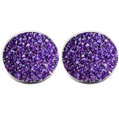 Clip oorbellen -paars -Lovata zilverrand 2.5 cm- Geen gaatje- Charme Bijoux