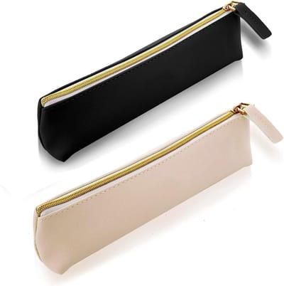2 Stuks Leren Etui, Schattige Pennenhouder, Compacte Pen Tas, Esthetische Opbergzak, Mooie Ritszak, Draagbare Cosmetica Tas, Pennen Organizer voor School en Kantoor